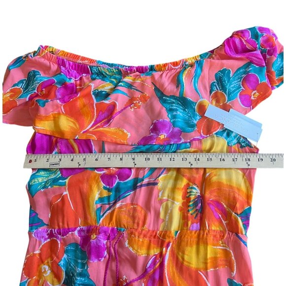 La Blanca Womens Off-The-Shoulder Floral Cover-Up Dress Hot Coral Size Large - Picture 7 of 11